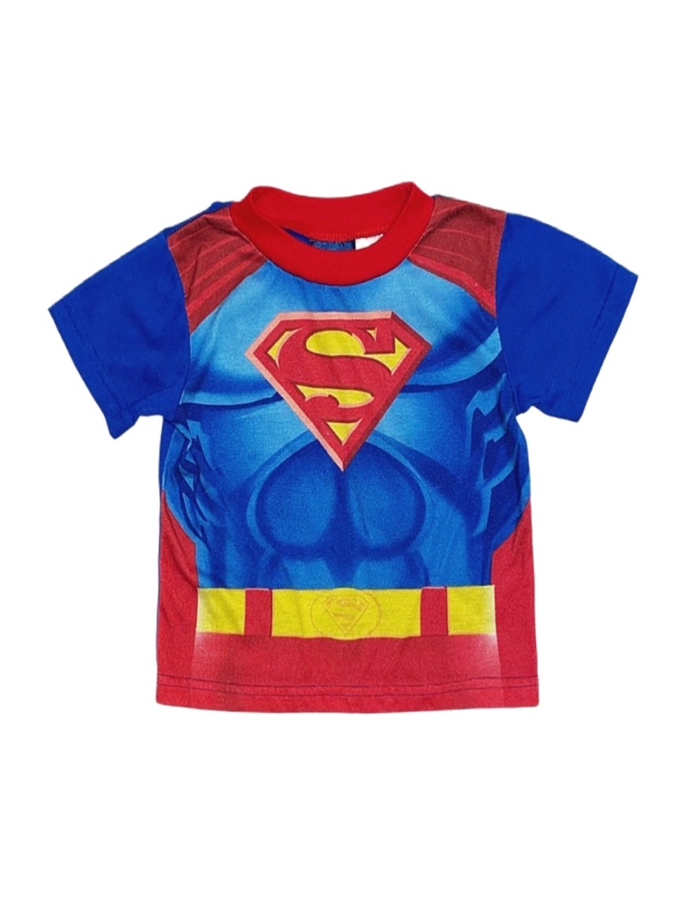SUPERMAN Toddler Boy Red And Blue Superman Short Sleeve Pajama Top Size 4T